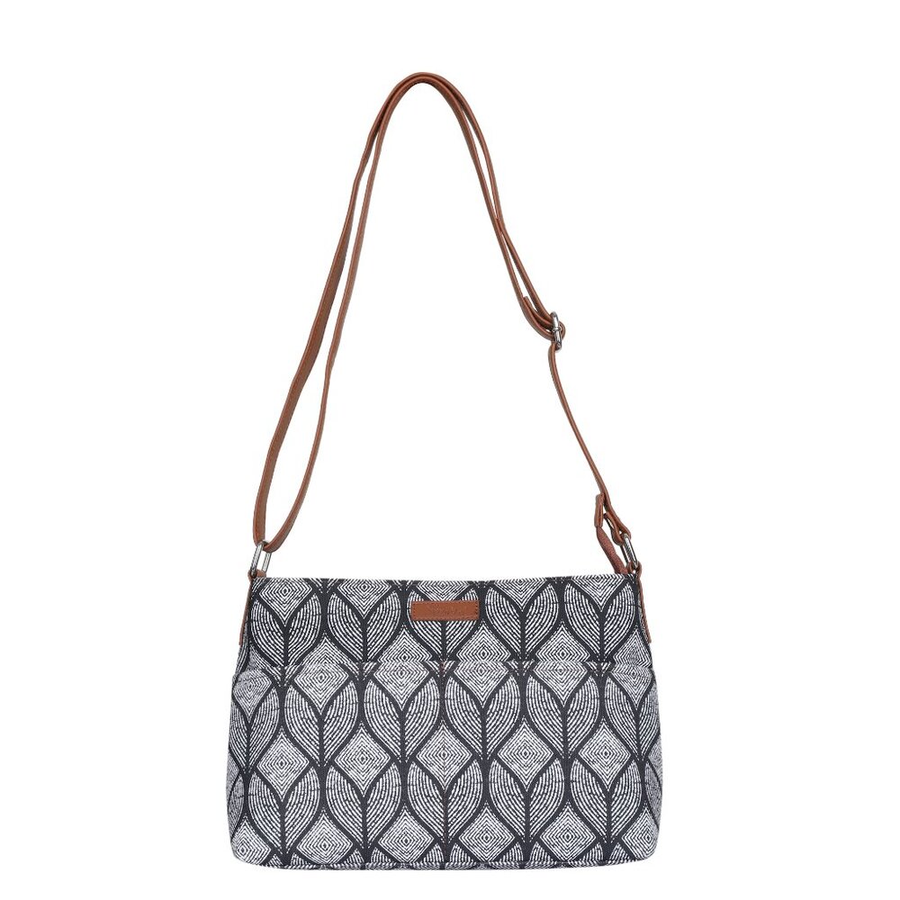 Handcrafted Monochrome Printed Fabric Crossbody Sling Bag for Ladies, Purse